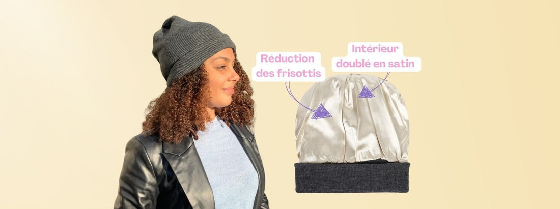 Protégez vos cheveux cet hiver avec le bonnet pour cheveux bouclés doublé en satin - Caribbean Curls