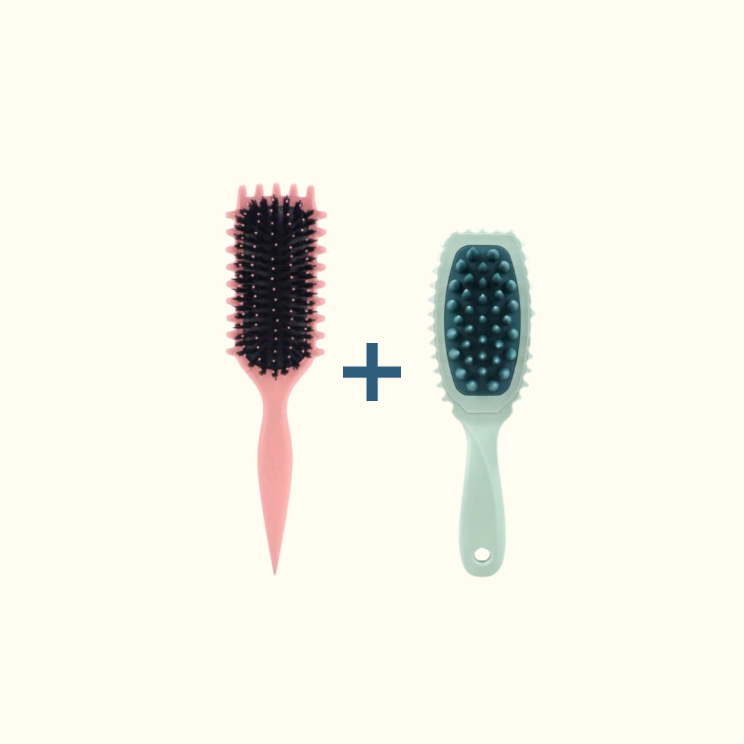 Brosse cuir chevelu massante/stimulante + Brosse définition des boucles