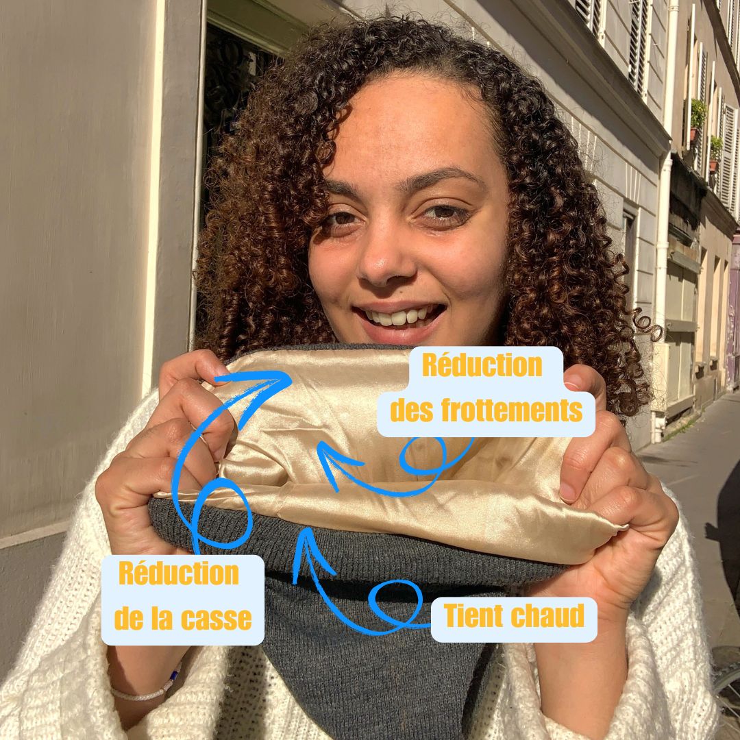 Bonnet d'hiver pour cheveux bouclés doublé en satin Luna - Anti - frisottis & frottements - Caribbean Curls